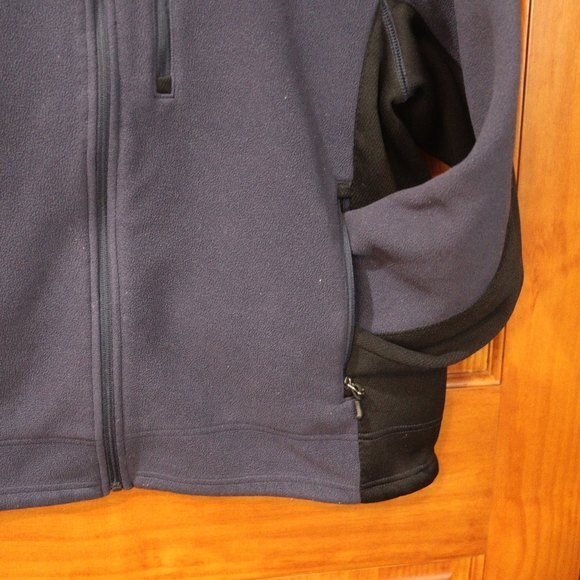 Tek Gear Men's Blue Black Fleece Full Zip Jacket Medium Outdoor Layering - Picture 2 of 11